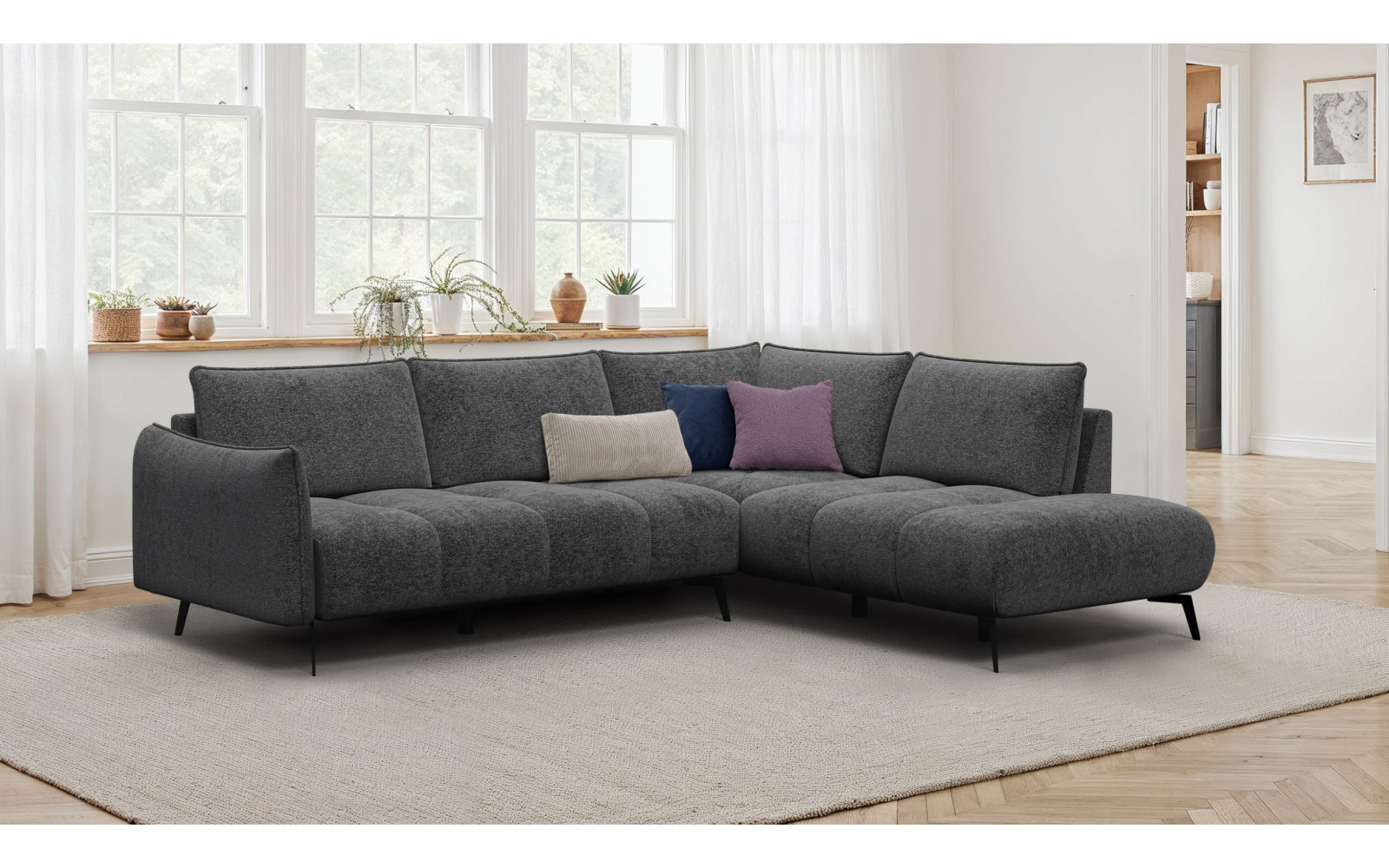 Ecksofa 5-Sitzer rechts AERA, dunkelgrau