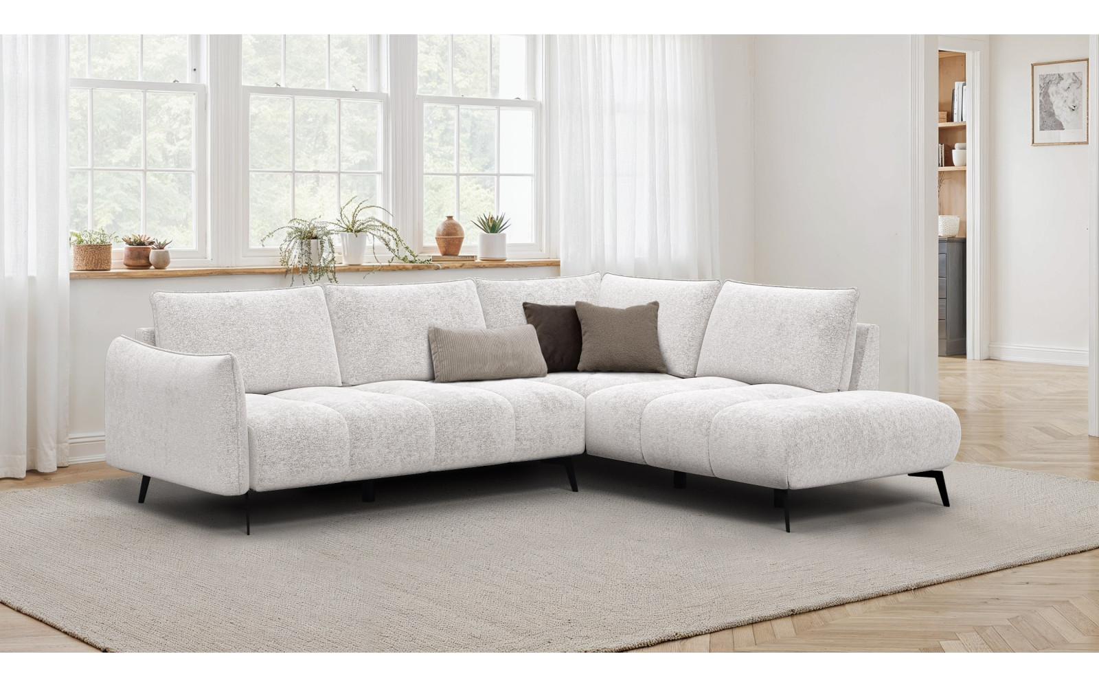 Ecksofa 5-Sitzer rechts AERA, ecru