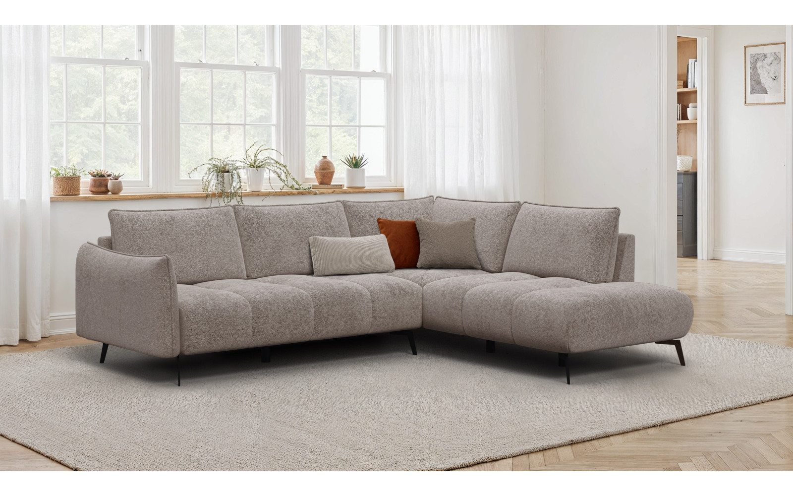 Ecksofa 5-Sitzer rechts AERA, dunkelbeige
