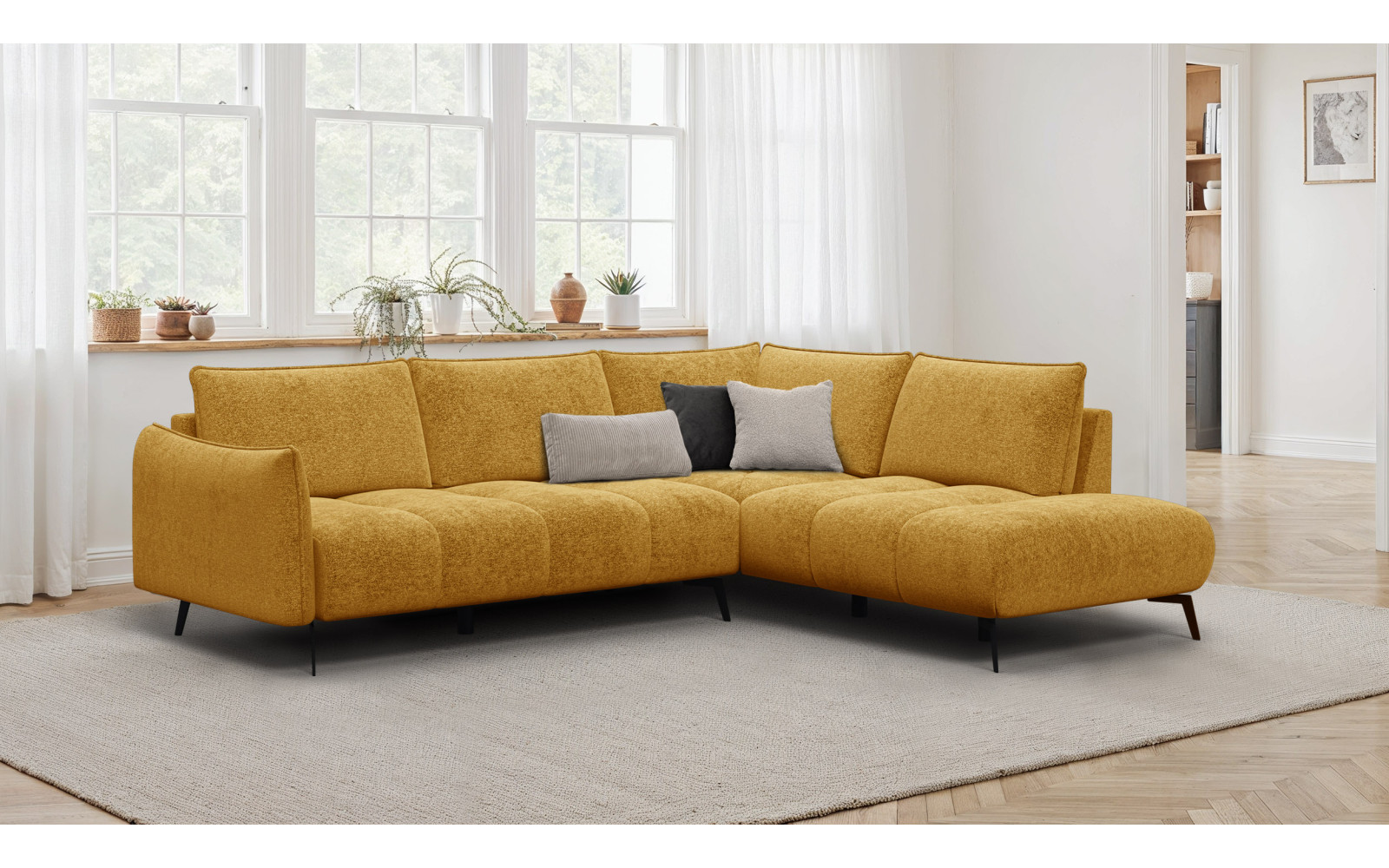 Ecksofa 5-Sitzer rechts AERA, gelb