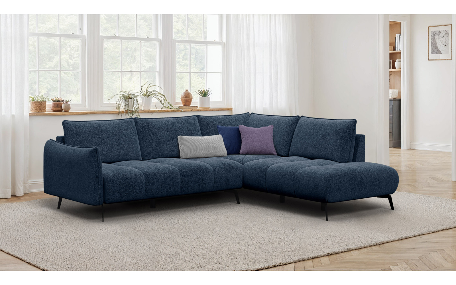 Ecksofa 5-Sitzer rechts AERA, dunkelblau