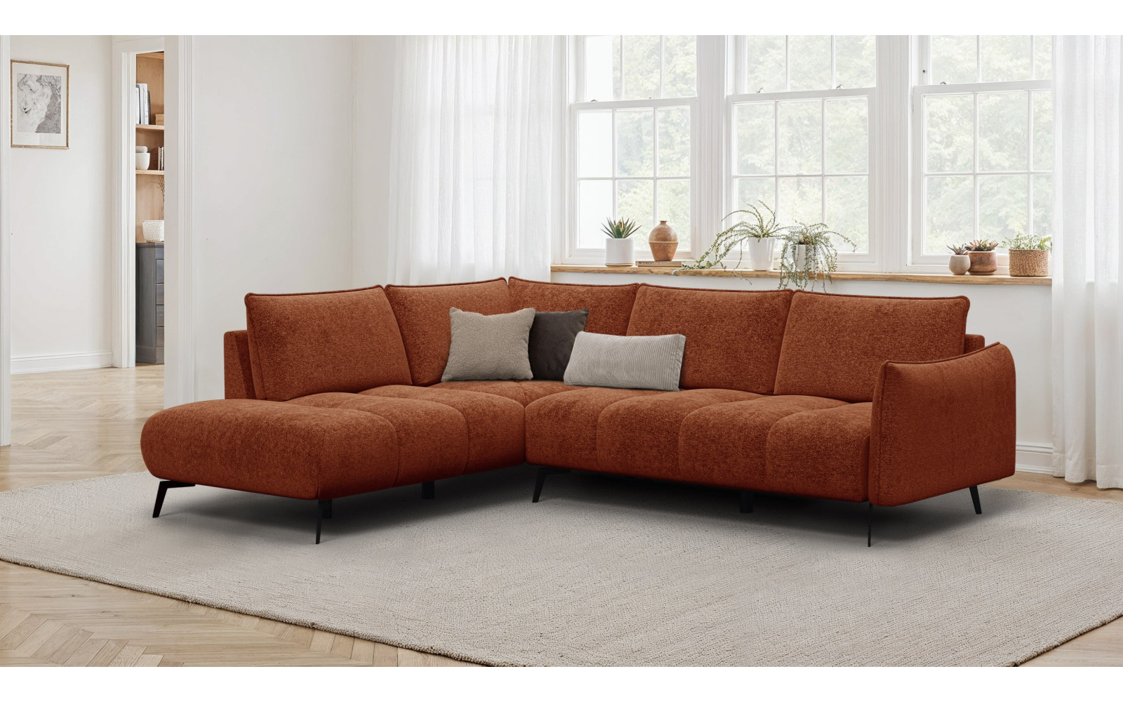 Ecksofa 5-Sitzer links AERA, orange