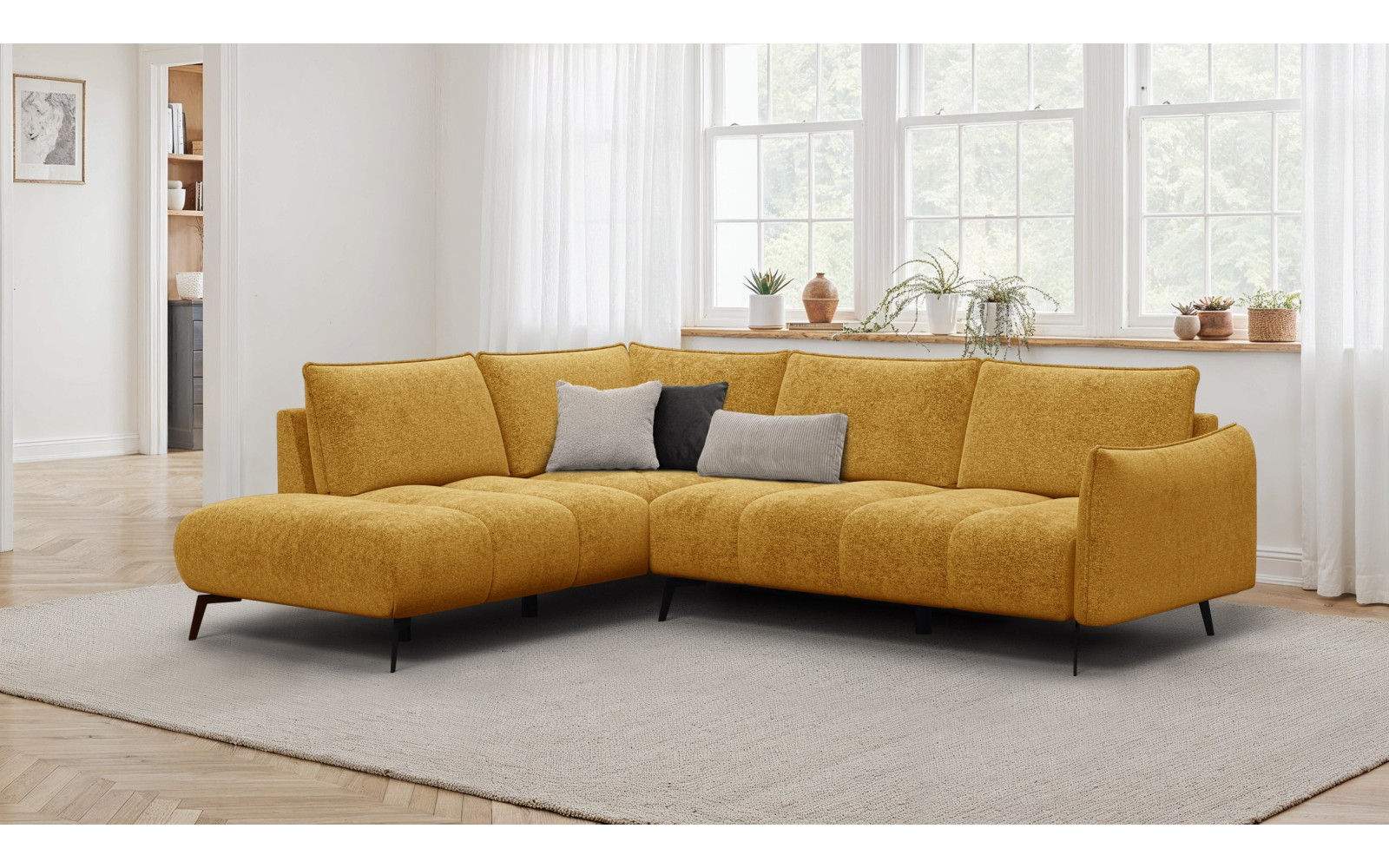 Ecksofa 5-Sitzer links AERA, gelb