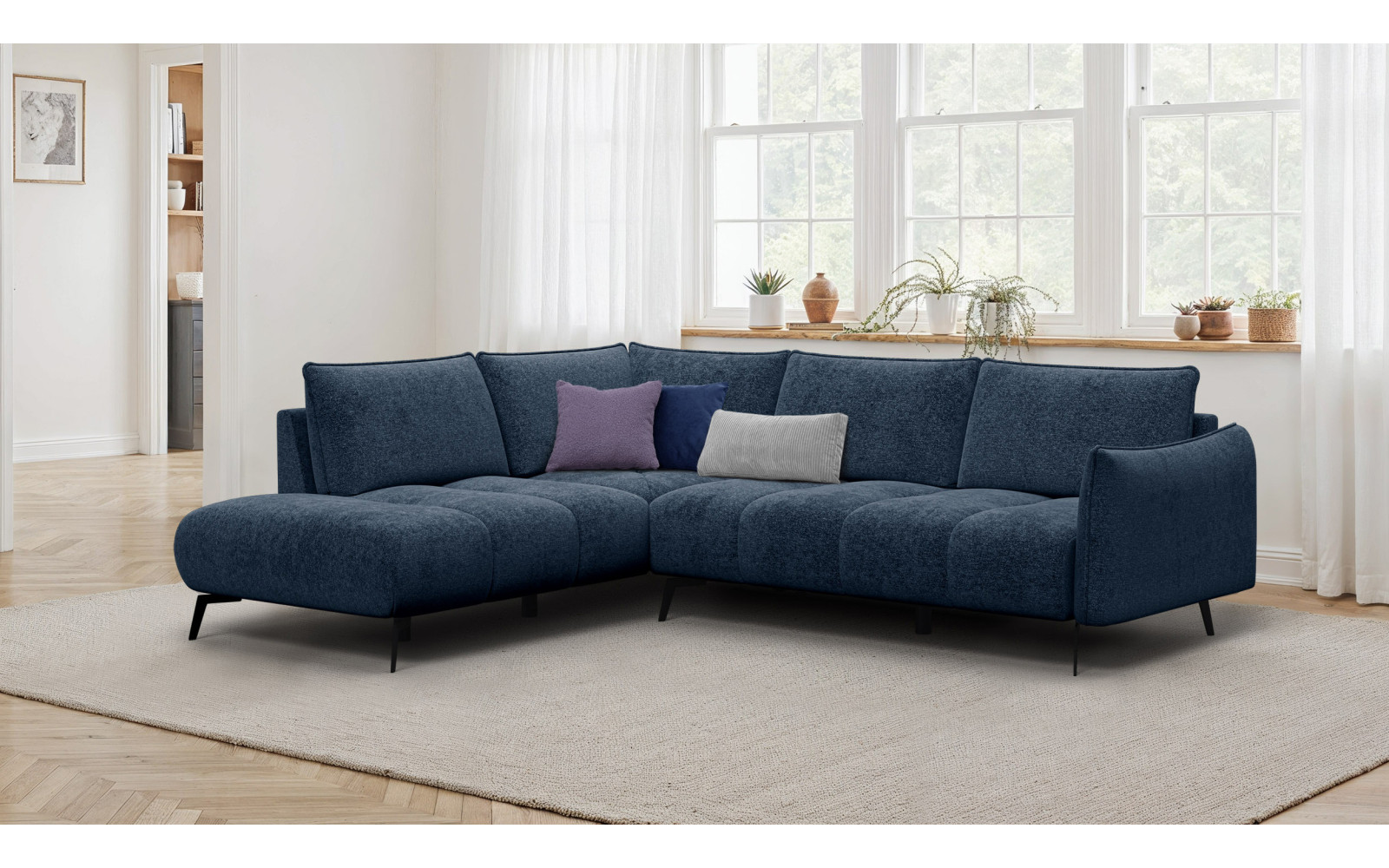 Ecksofa 5-Sitzer links AERA, dunkelblau