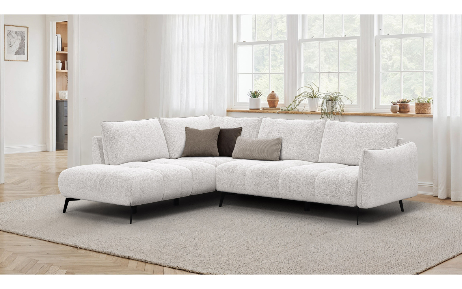 Ecksofa 5-Sitzer links AERA, ecru