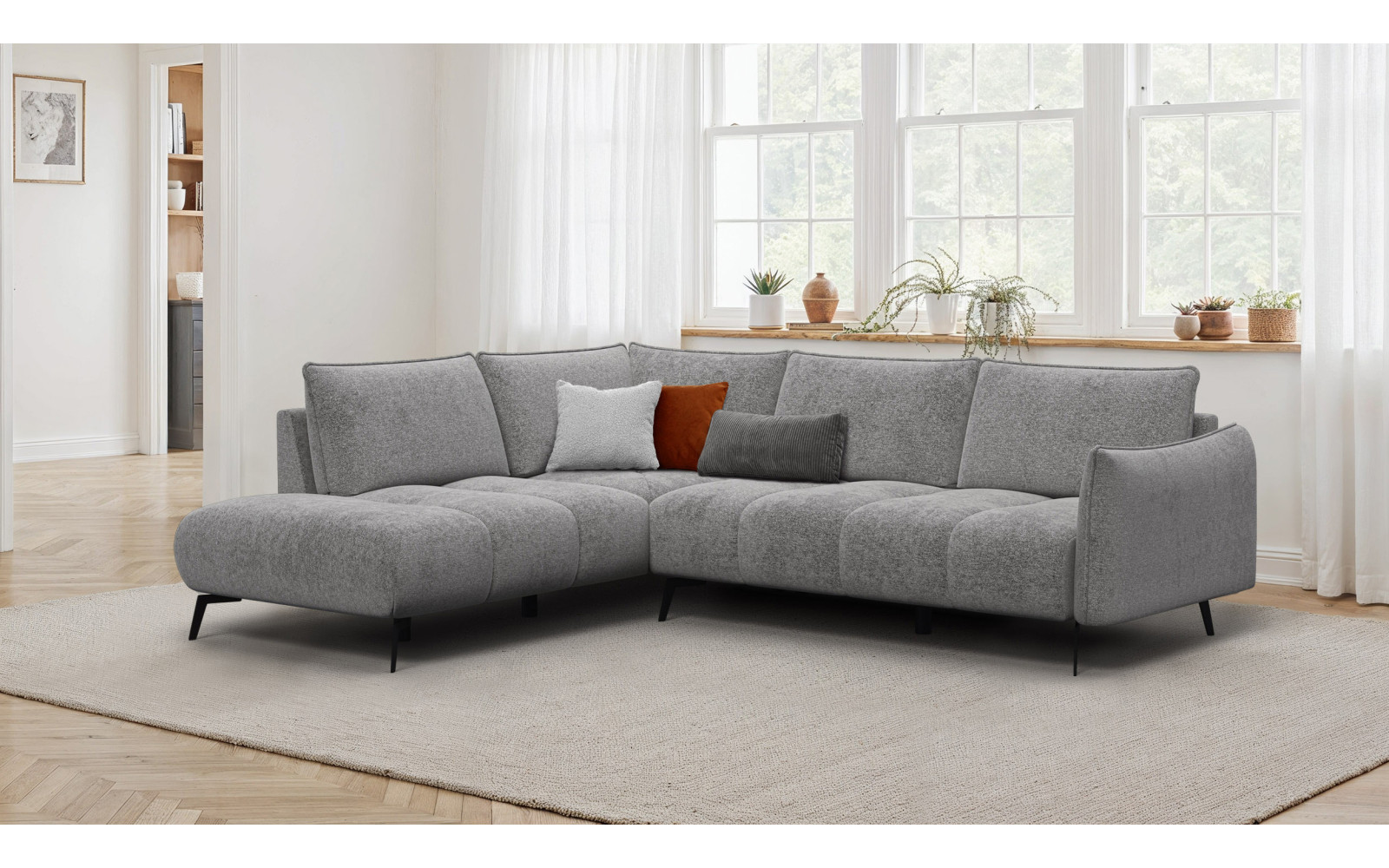 Ecksofa 5-Sitzer links AERA, platingrau