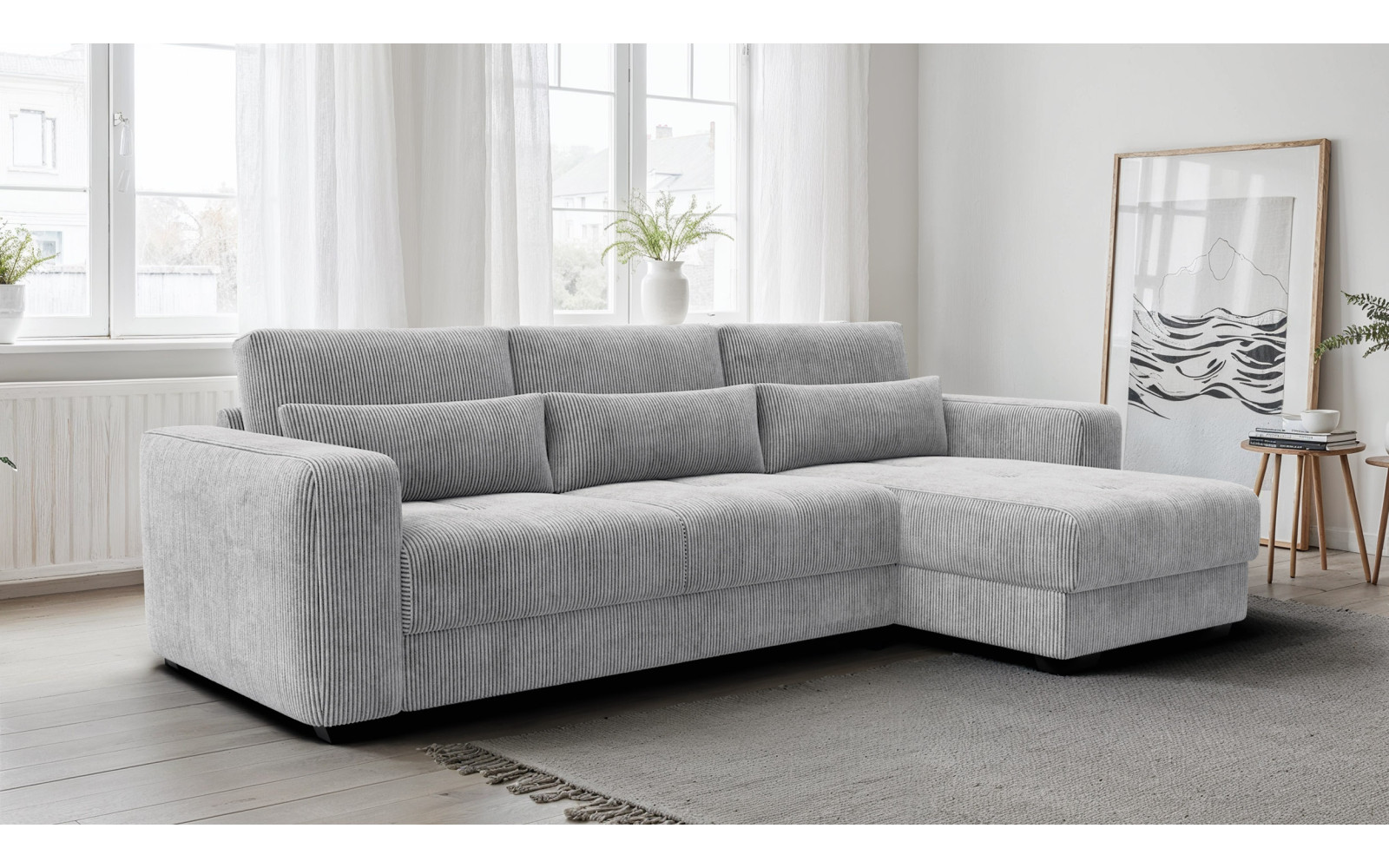 Ecksofa 4-Sitzer rechts OLI, hellgrau