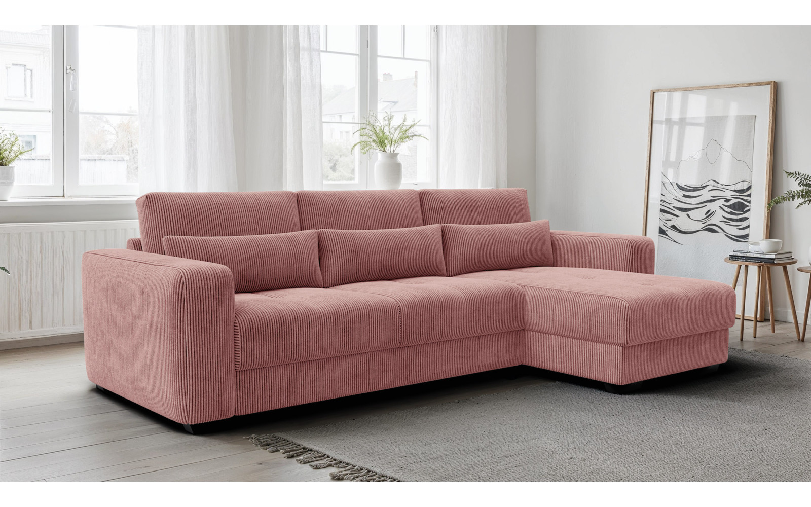 Ecksofa 4-Sitzer rechts OLI, altrosa