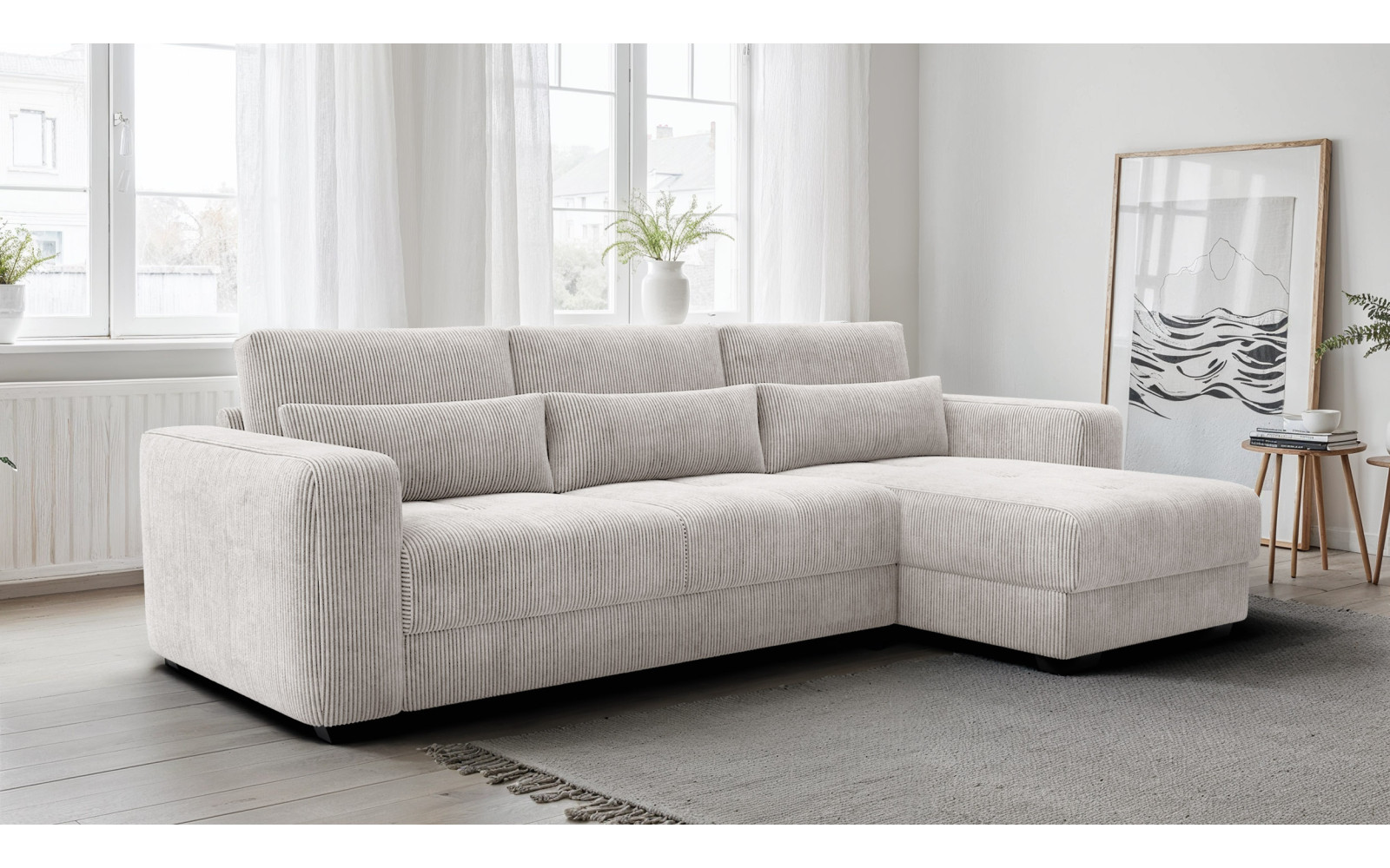 Ecksofa 4-Sitzer rechts OLI, perlweiß