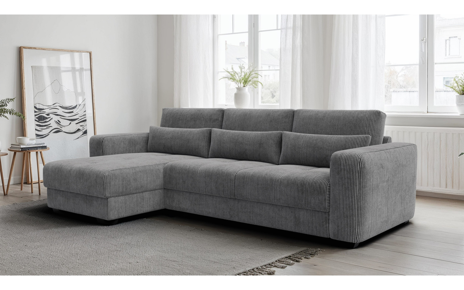 Ecksofa 4-Sitzer links OLI, dunkelgrau