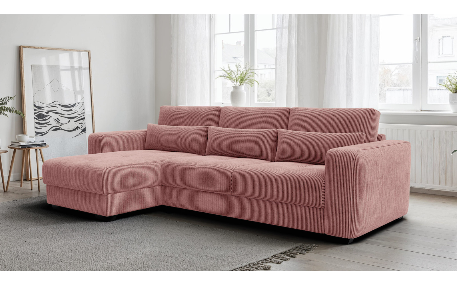 Ecksofa 4-Sitzer links OLI, altrosa