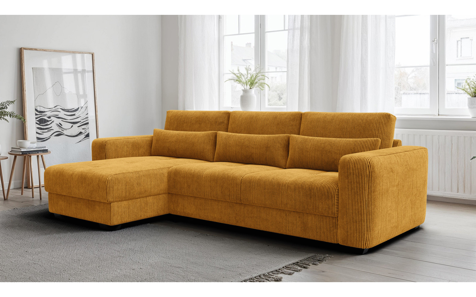 Ecksofa 4-Sitzer links OLI, safran