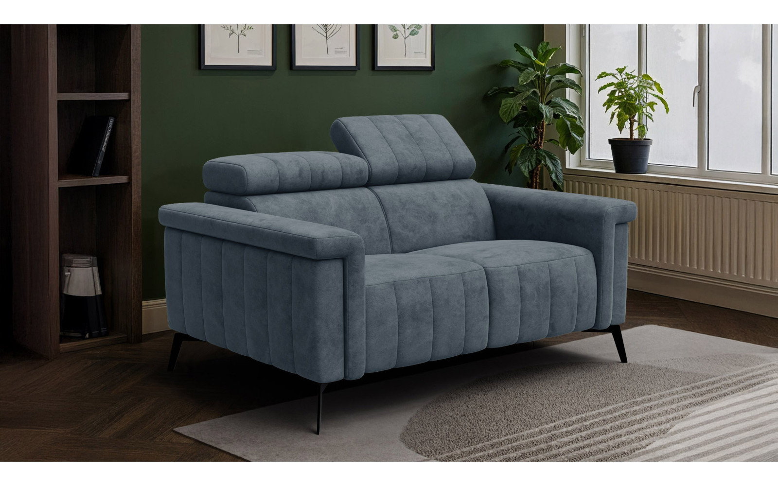 Sofa 2-Sitzer NORDEL, blaugrau