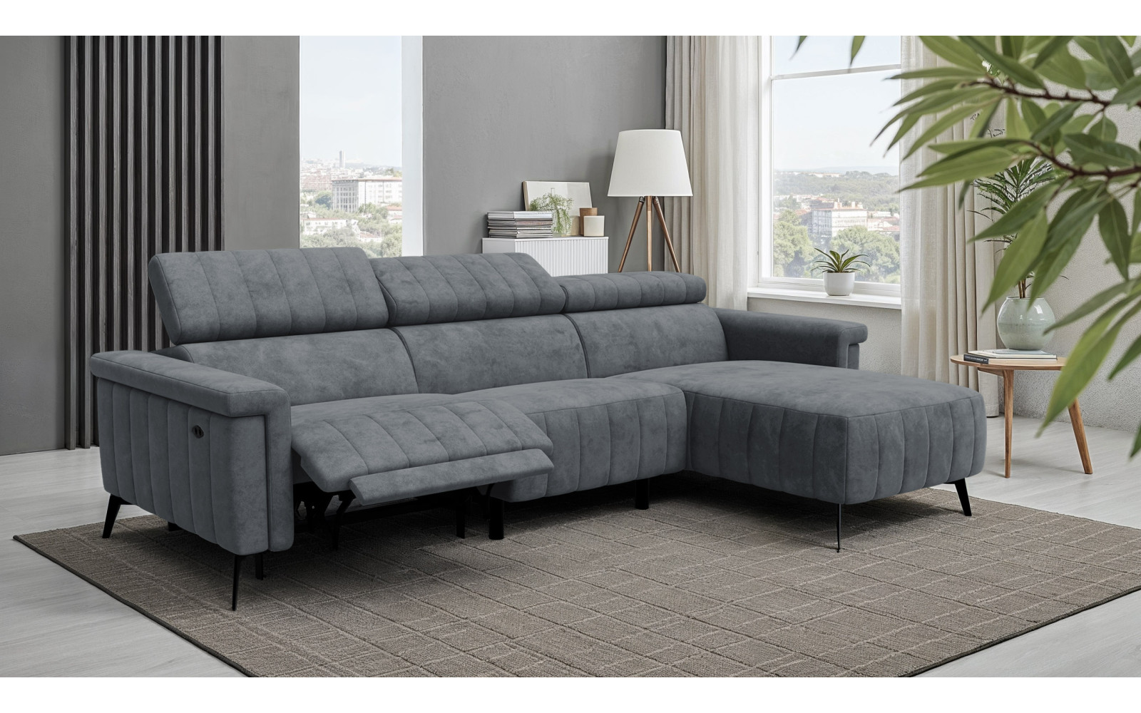 Ecksofa 4-Sitzer NORDEL, dunkelgrau