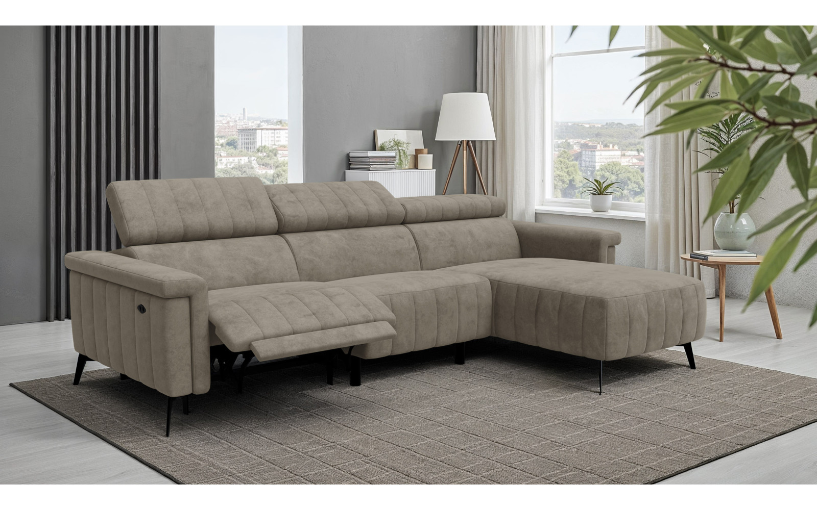 Ecksofa 4-Sitzer NORDEL, dunkles beige
