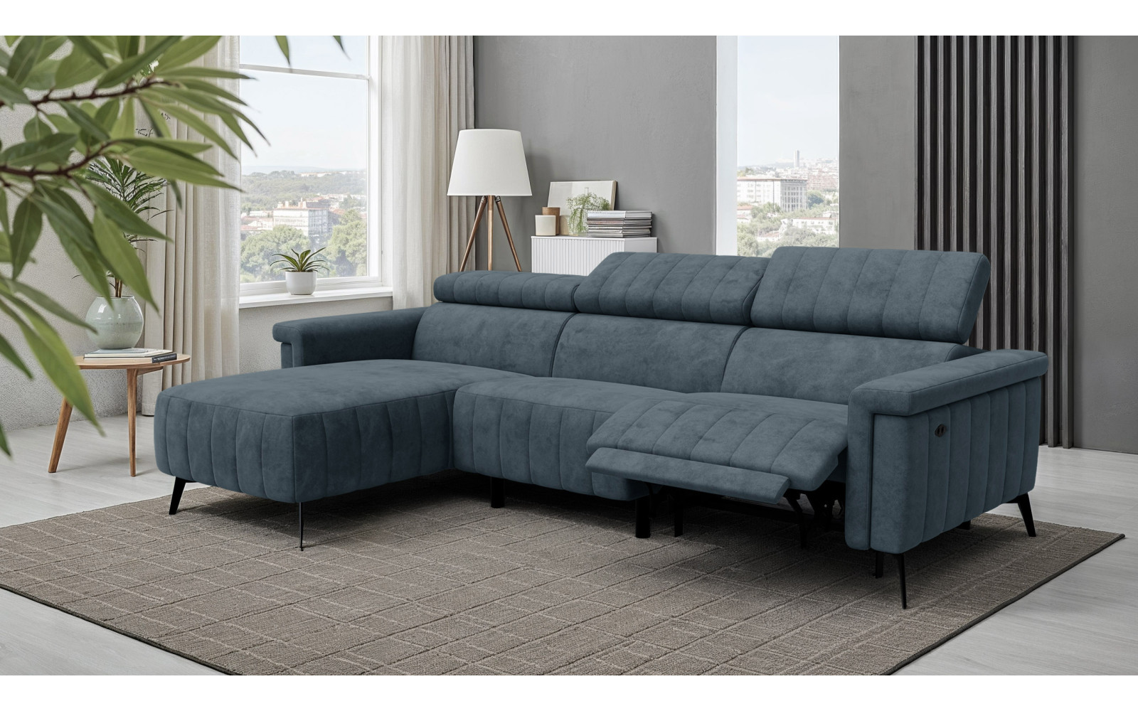 Ecksofa 4-Sitzer NORDEL, blaugrau