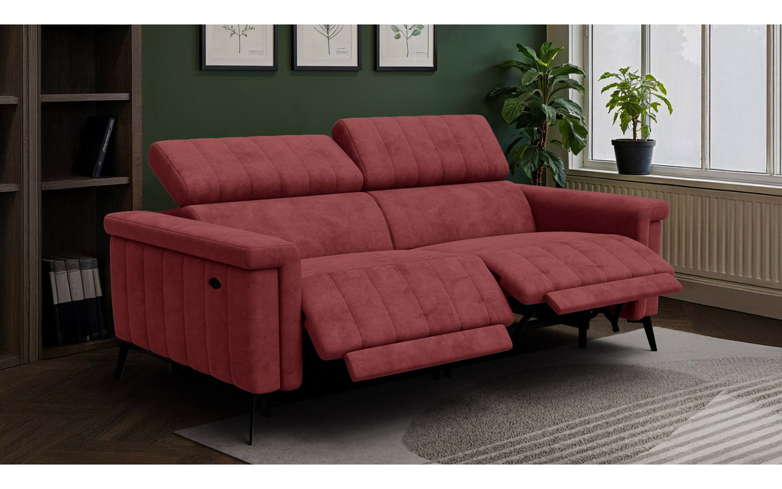 Relaxsofa 3-Sitzer NORDEL, bordeaux