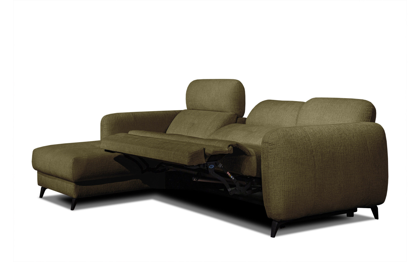 SVEN 3-Sitzer Ecksofa links, 1 relax XL, verstellbare Kopfstützen, olivgrün