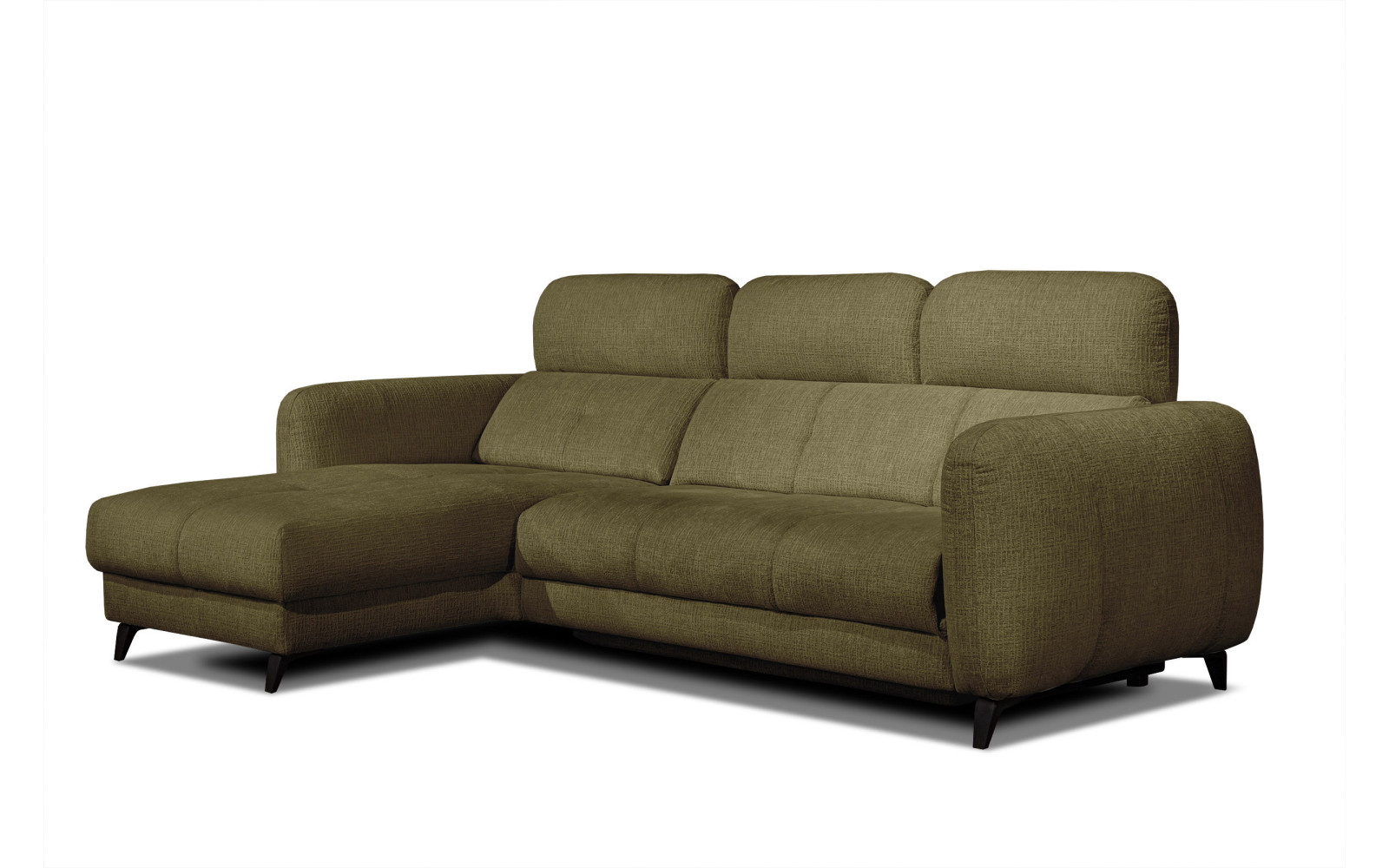 SVEN 3-Sitzer Ecksofa links, 1 relax XL, verstellbare Kopfstützen, olivgrün
