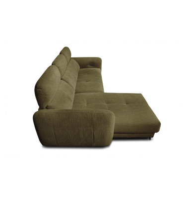 SVEN 3-Sitzer Ecksofa links, 1 relax XL, verstellbare Kopfstützen, olivgrün