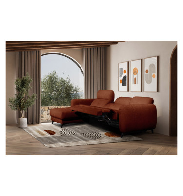SVEN 3-Sitzer Ecksofa links, 1 relax XL, verstellbare Kopfstützen, rot