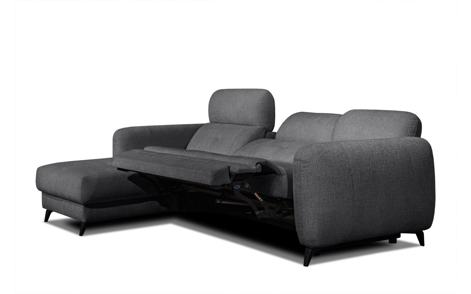 SVEN 3-Sitzer Ecksofa links, 1 relax XL, verstellbare Kopfstützen, dunkelgrau