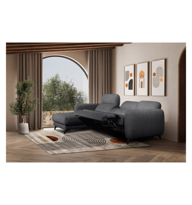 SVEN 3-Sitzer Ecksofa links, 1 relax XL, verstellbare Kopfstützen, dunkelgrau