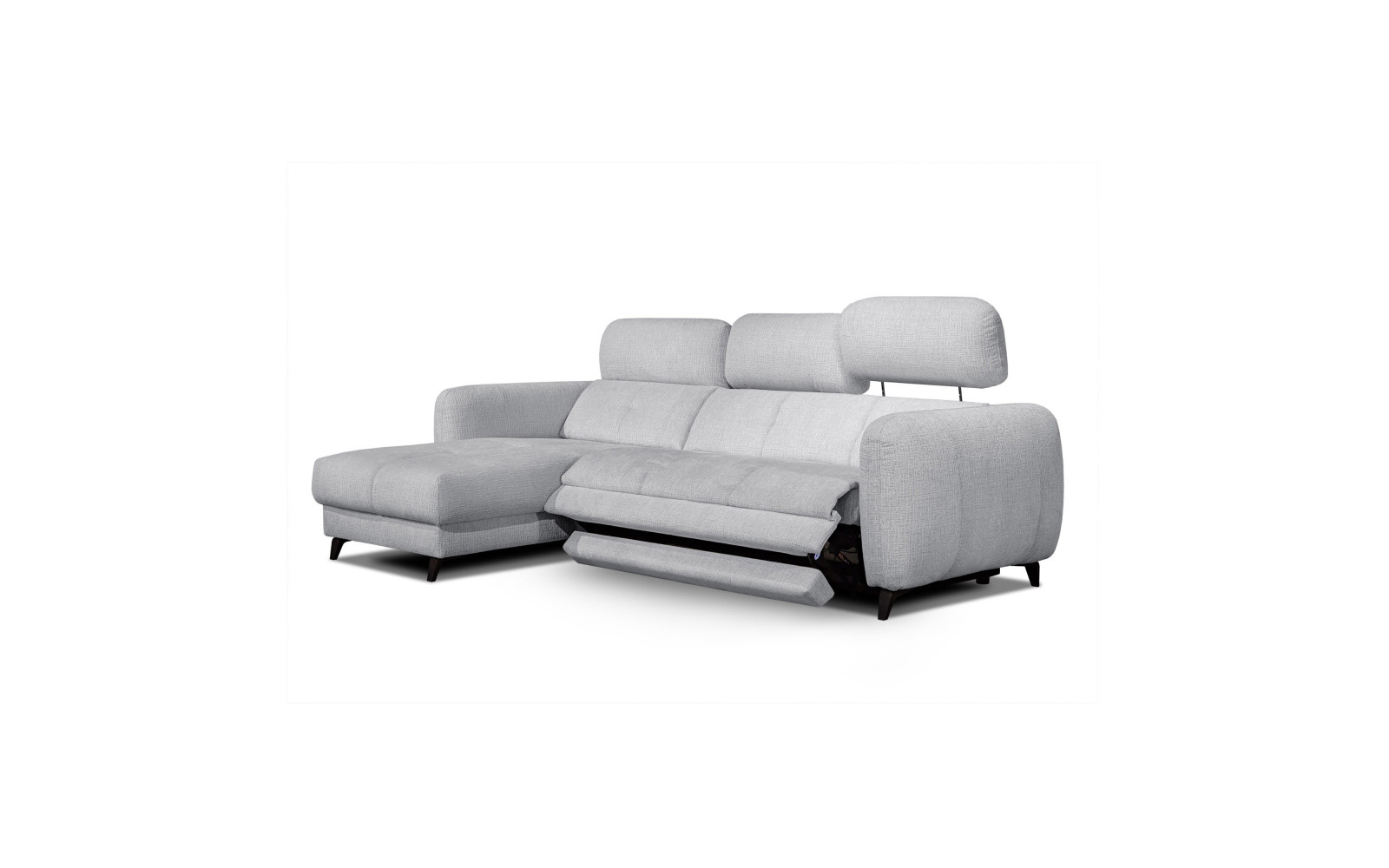 SVEN 3-Sitzer Ecksofa links, 1 relax XL, verstellbare Kopfstützen, hellgrau