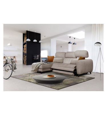 SVEN 3-Sitzer Ecksofa links, 1 relax XL, verstellbare Kopfstützen, beige