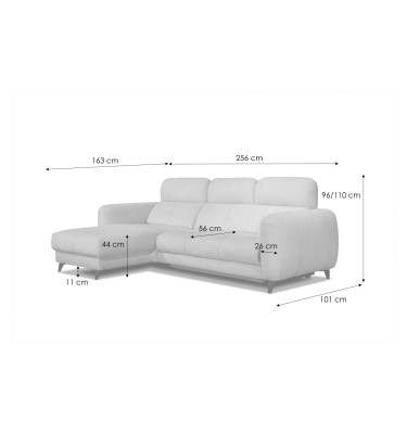 SVEN 3-Sitzer Ecksofa links, 1 relax XL, verstellbare Kopfstützen, beige
