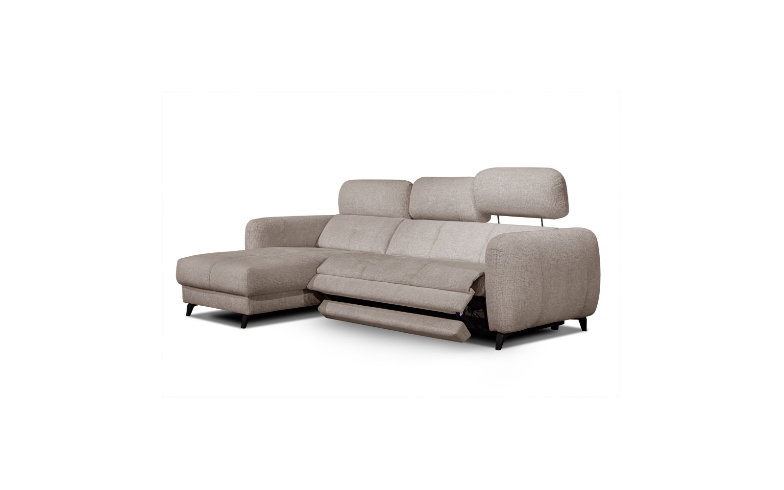 SVEN 3-Sitzer Ecksofa links, 1 relax XL, verstellbare Kopfstützen, beige