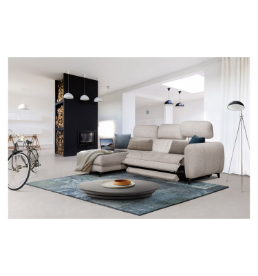 SVEN 3-Sitzer Ecksofa links, 1 relax XL, verstellbare Kopfstützen, creme