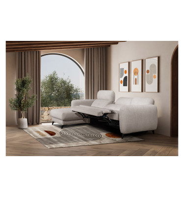 SVEN 3-Sitzer Ecksofa links, 1 relax XL, verstellbare Kopfstützen, creme