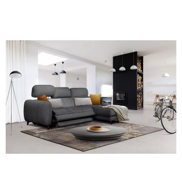 SVEN Ecksofa 3-Sitzer rechts, 1 relax XL, verstellbare Kopfstützen, dunkelgrau