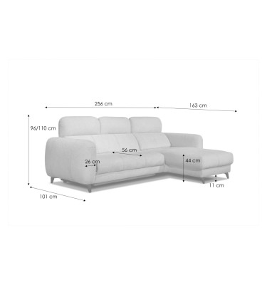 SVEN Ecksofa 3-Sitzer rechts, 1 relax XL, verstellbare Kopfstützen, dunkelgrau