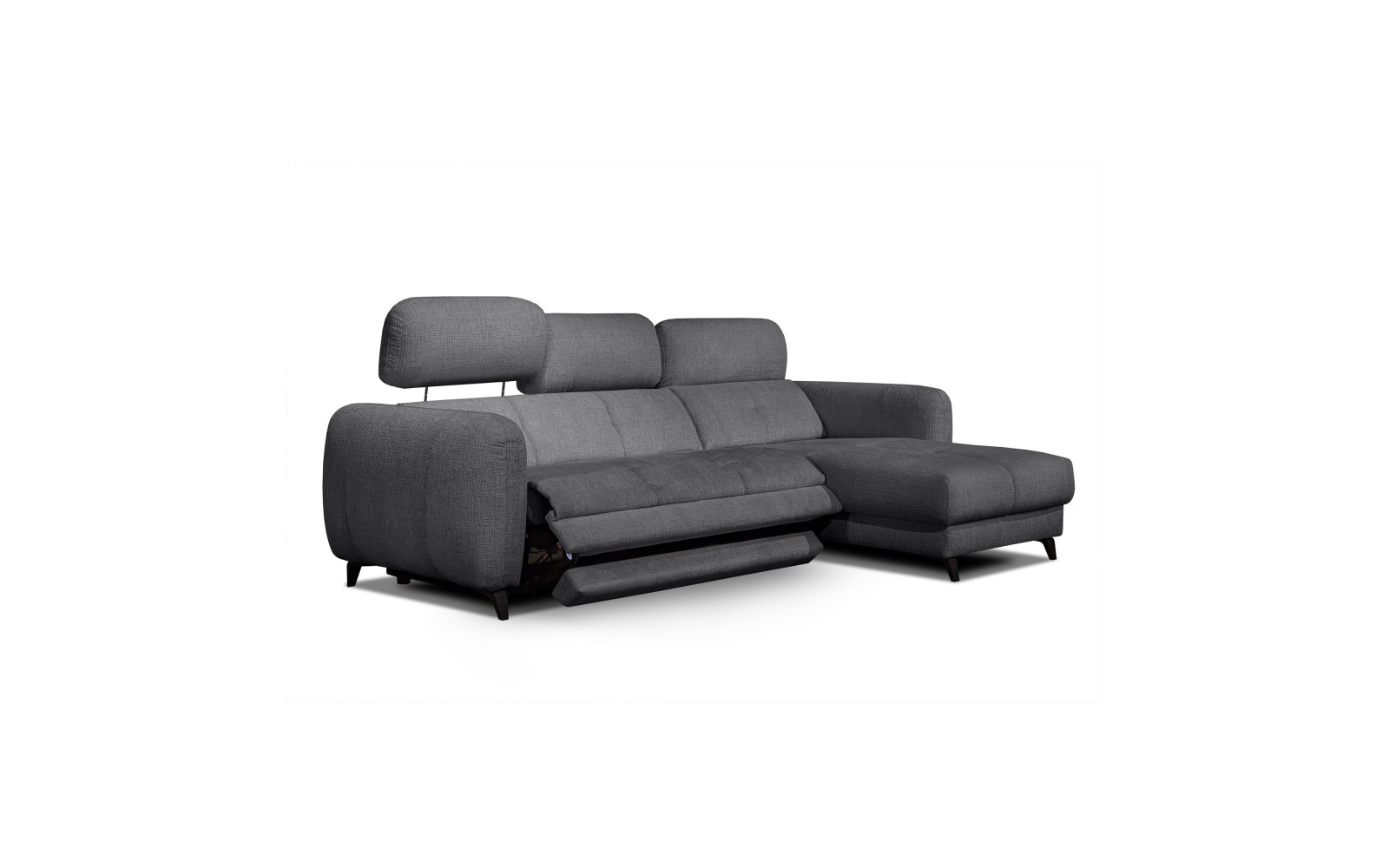 SVEN Ecksofa 3-Sitzer rechts, 1 relax XL, verstellbare Kopfstützen, dunkelgrau