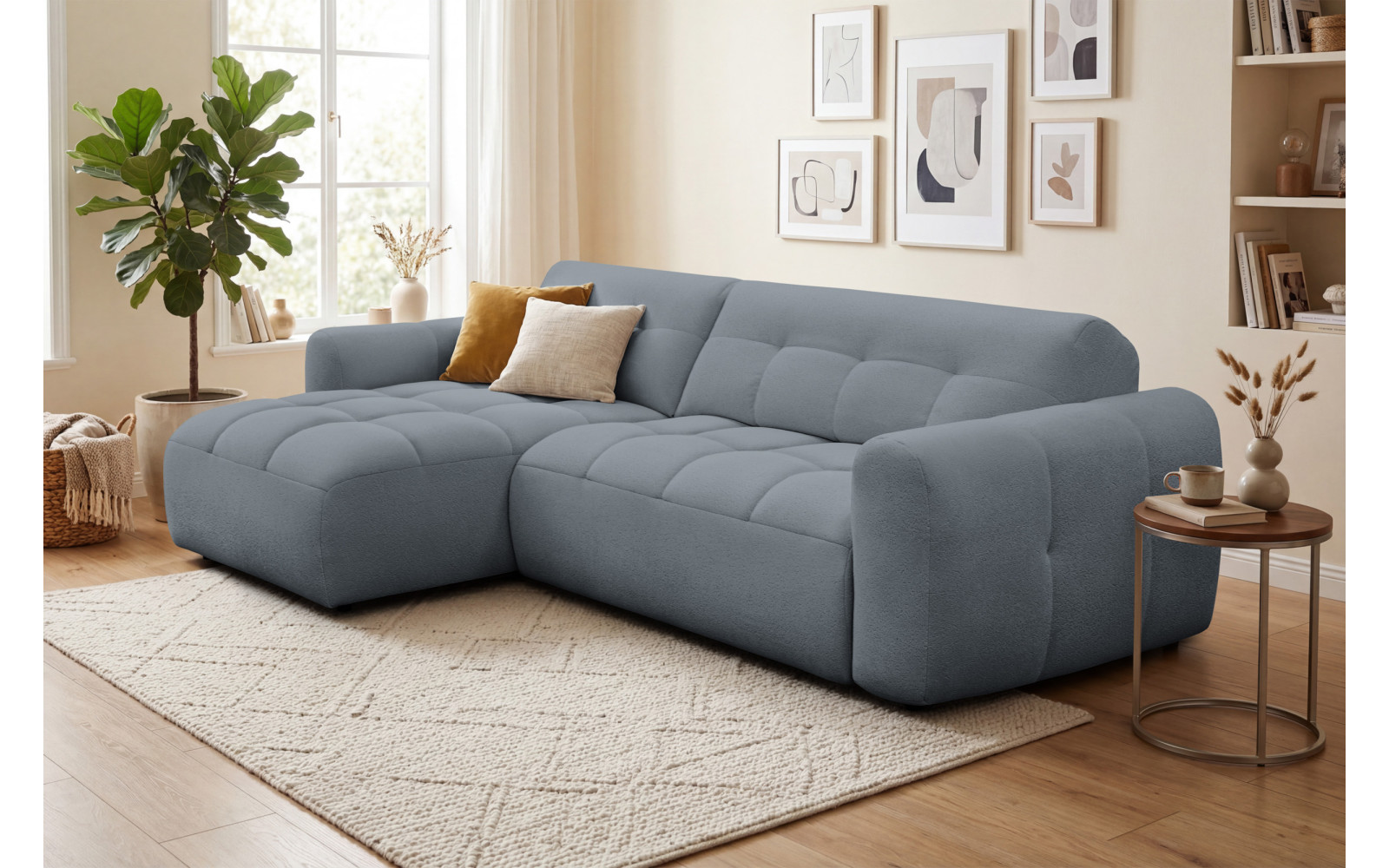 Ecksofa 4-Sitzer links LUMERO, graphitfarben