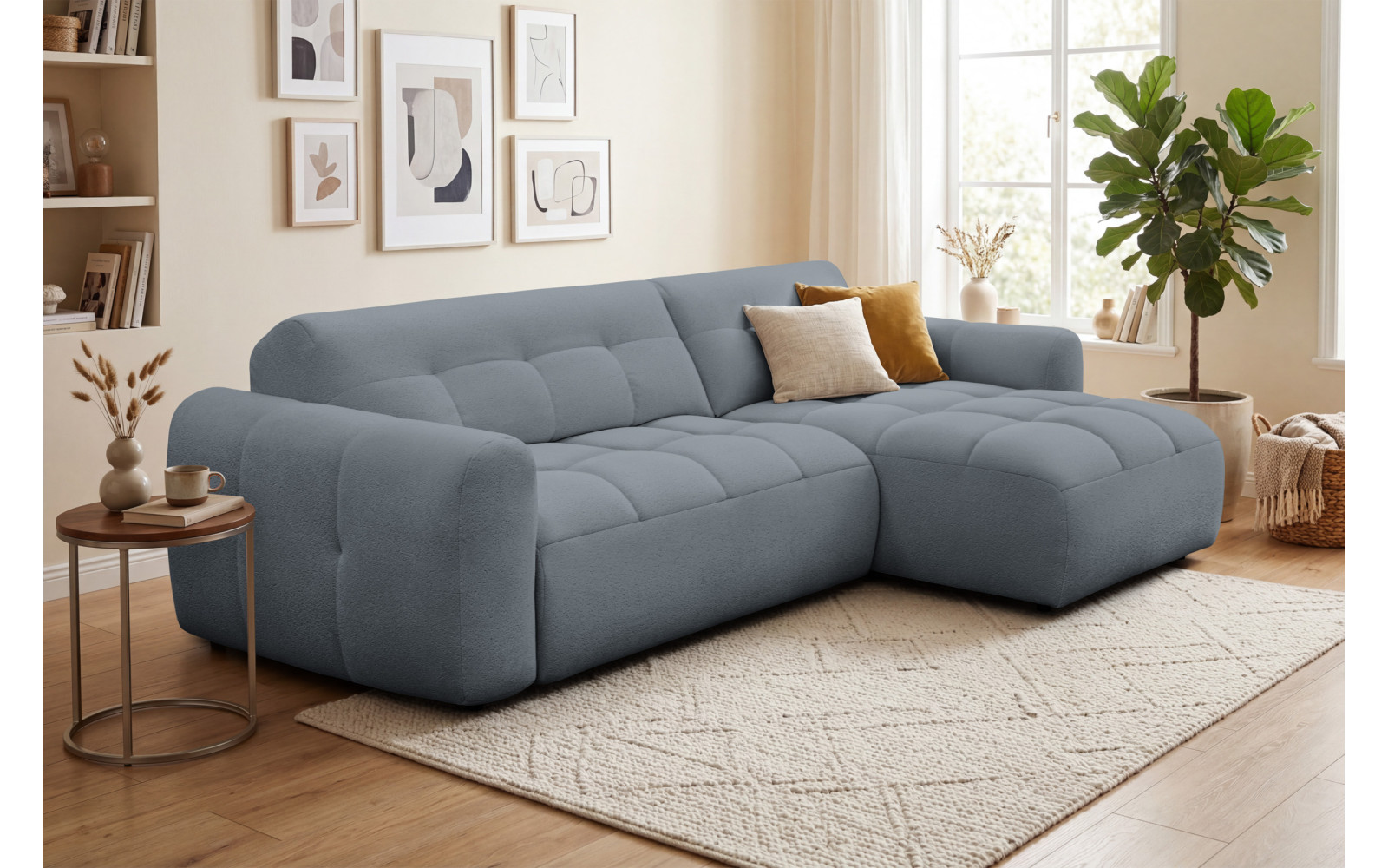 Ecksofa 4-Sitzer rechts LUMERO, graphitfarben