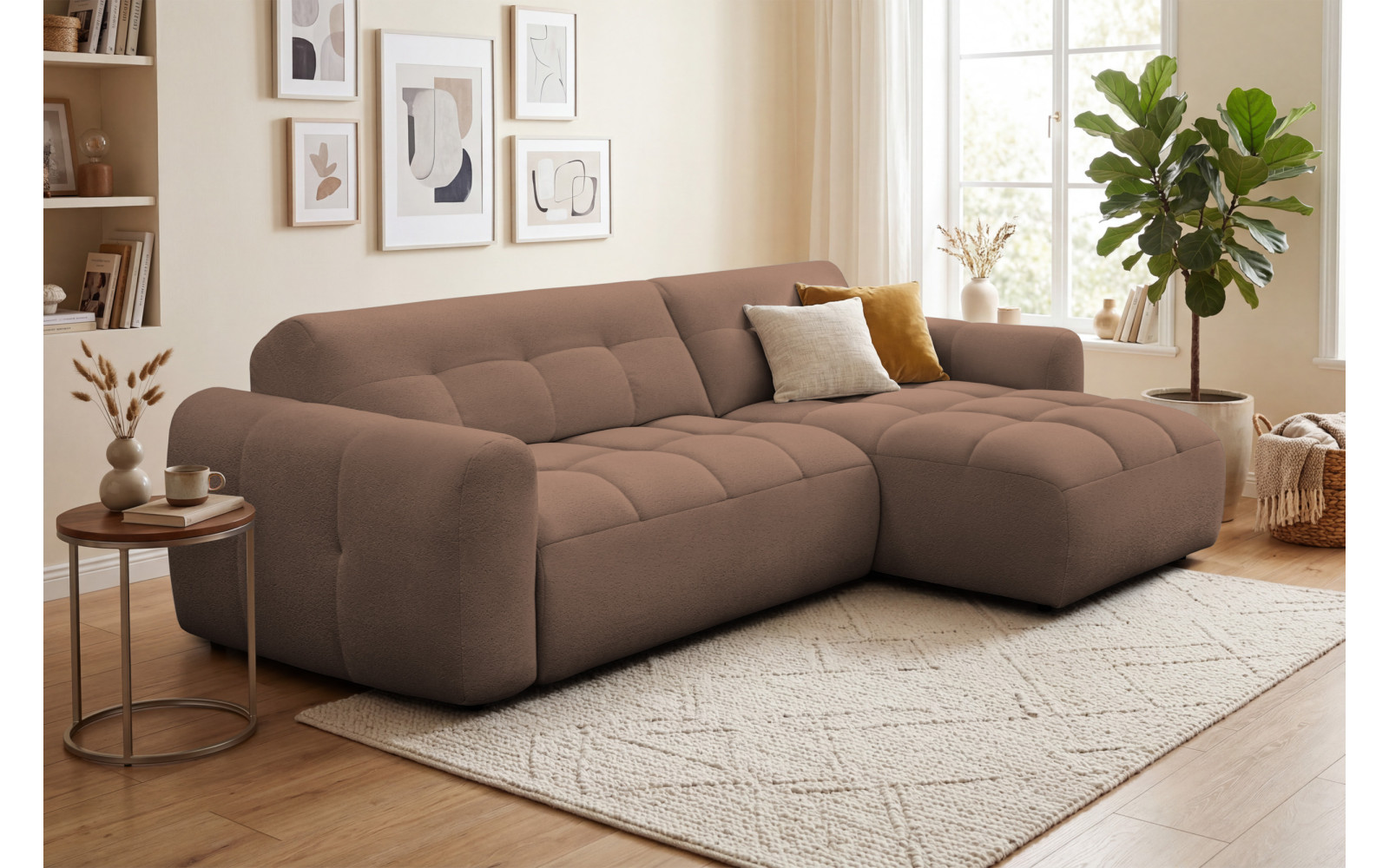 Ecksofa 4-Sitzer rechts LUMERO, braun