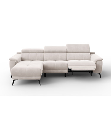 Ecksofa Relax 4-Sitzer links FIERO, Beiger Veloursstoff