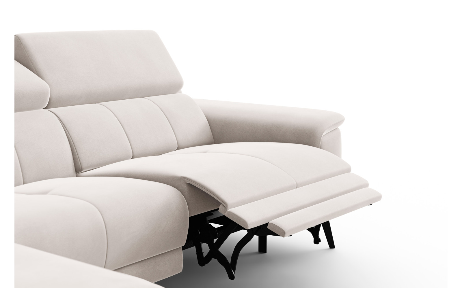 Ecksofa Relax 4-Sitzer links FIERO, Beiger Veloursstoff