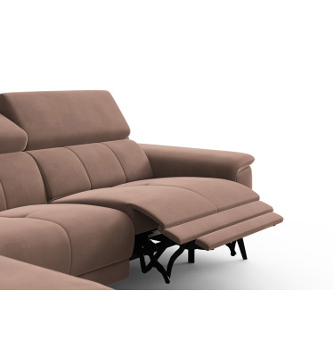 Ecksofa Relax 4-Sitzer links FIERO, Brauner Veloursstoff