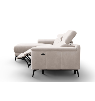 Ecksofa Relax 4-Sitzer links FIERO, Beiger Veloursstoff