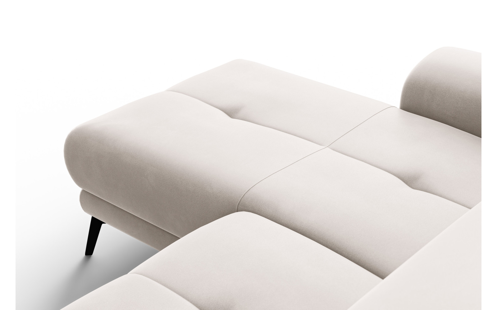 Ecksofa Relax 4-Sitzer links FIERO, Beiger Veloursstoff