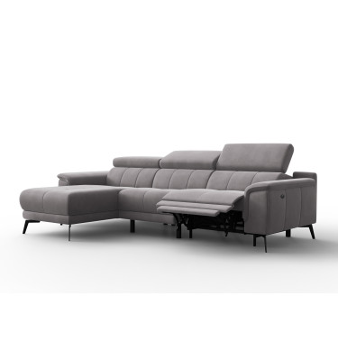 Ecksofa Relax 4-Sitzer links FIERO, Dunkelgrauer Veloursstoff