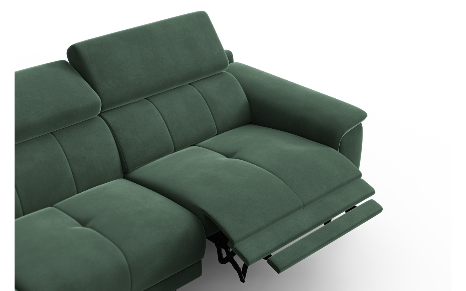 Ecksofa Relax 4-Sitzer links FIERO, Grüner Veloursstoff