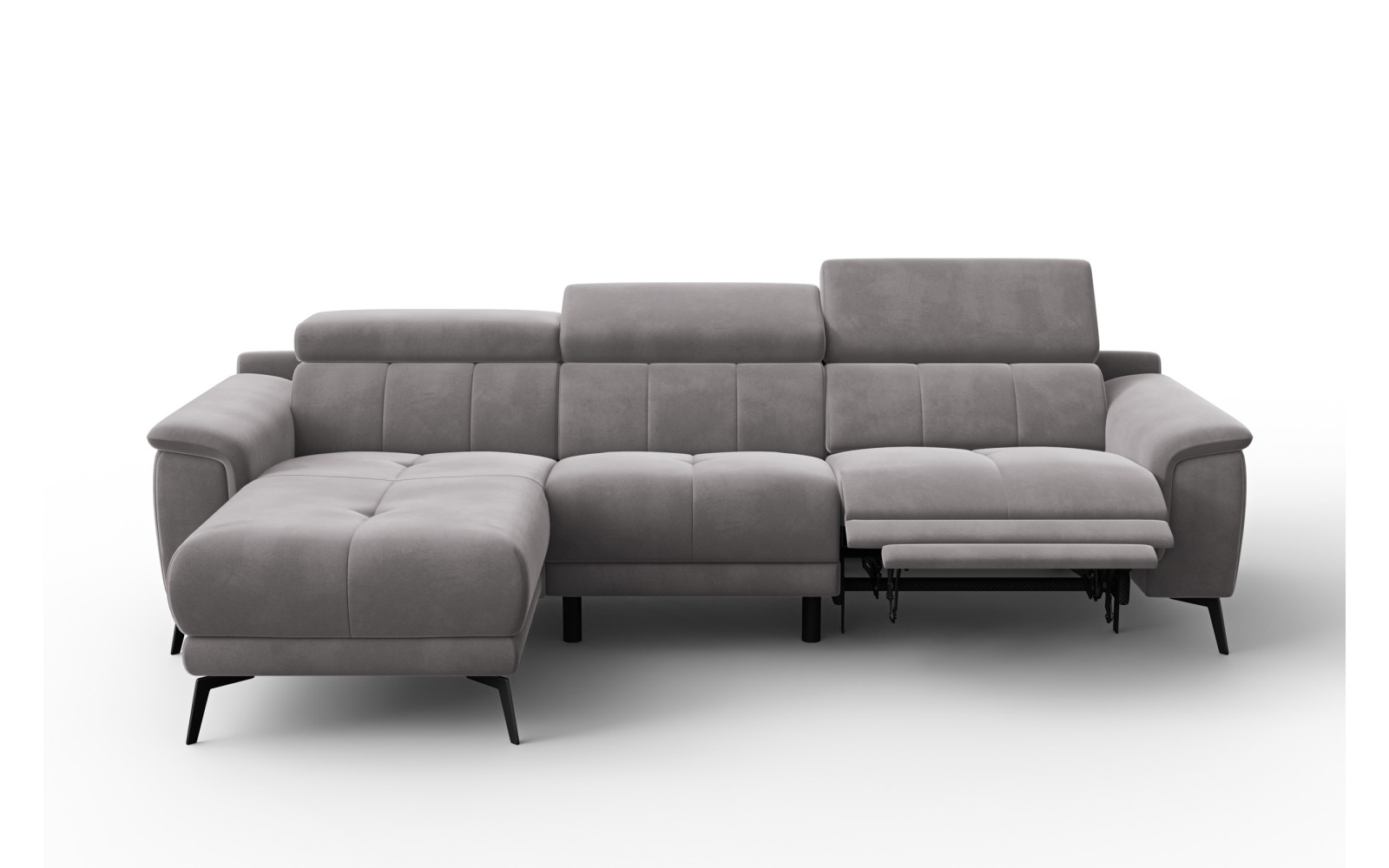 Ecksofa Relax 4-Sitzer links FIERO, Dunkelgrauer Veloursstoff