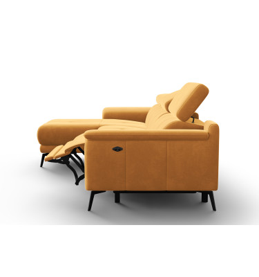 Ecksofa Relax 4-Sitzer links FIERO, Gelber Veloursstoff