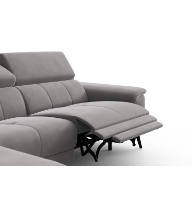 Ecksofa Relax 4-Sitzer links FIERO, Dunkelgrauer Veloursstoff