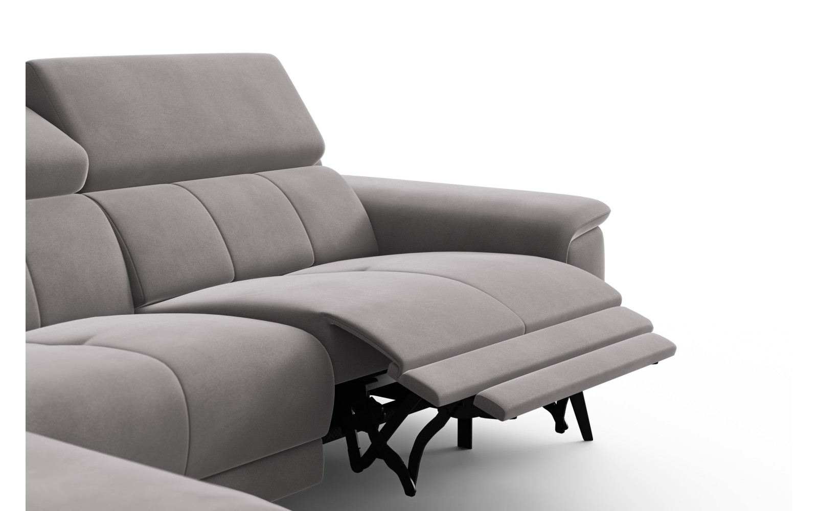 Ecksofa Relax 4-Sitzer links FIERO, Dunkelgrauer Veloursstoff